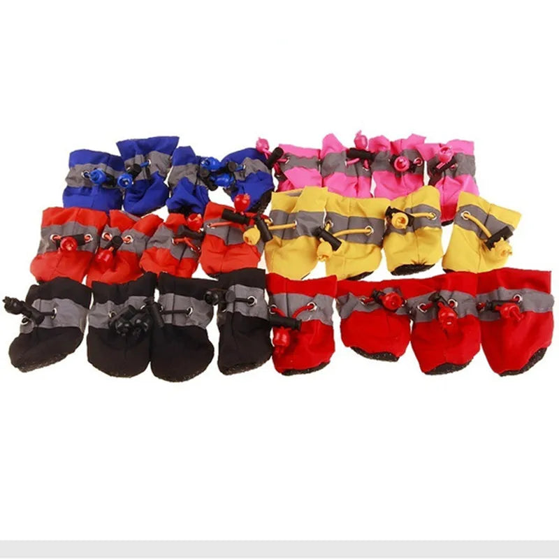 4pcs/set Waterproof Pet Dog Shoes Pet Booties Paw Accessories