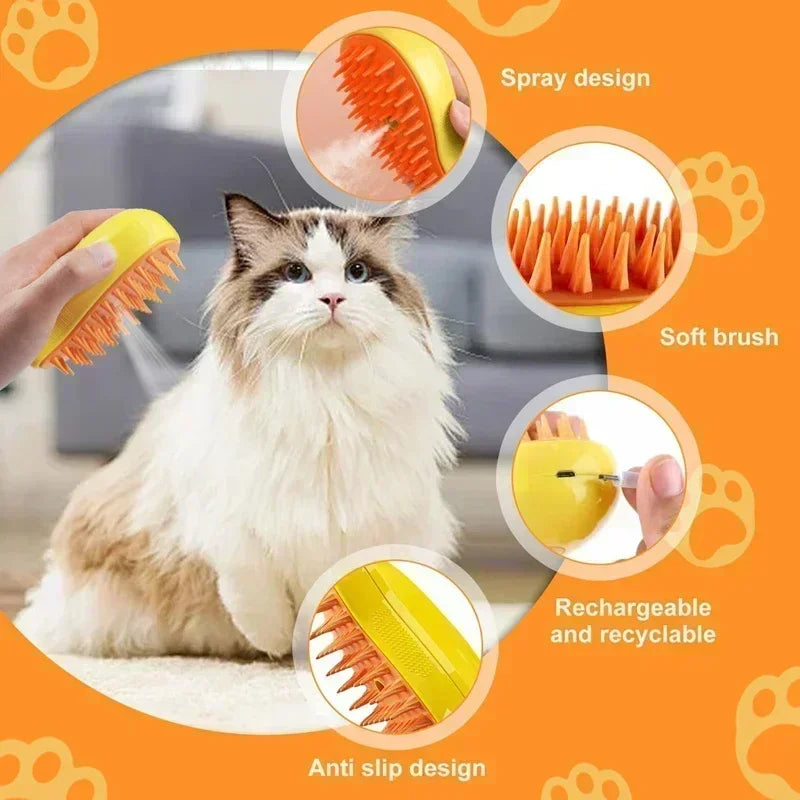 3 in 1 Electric Massage Spray Cat Hair Removal Brush