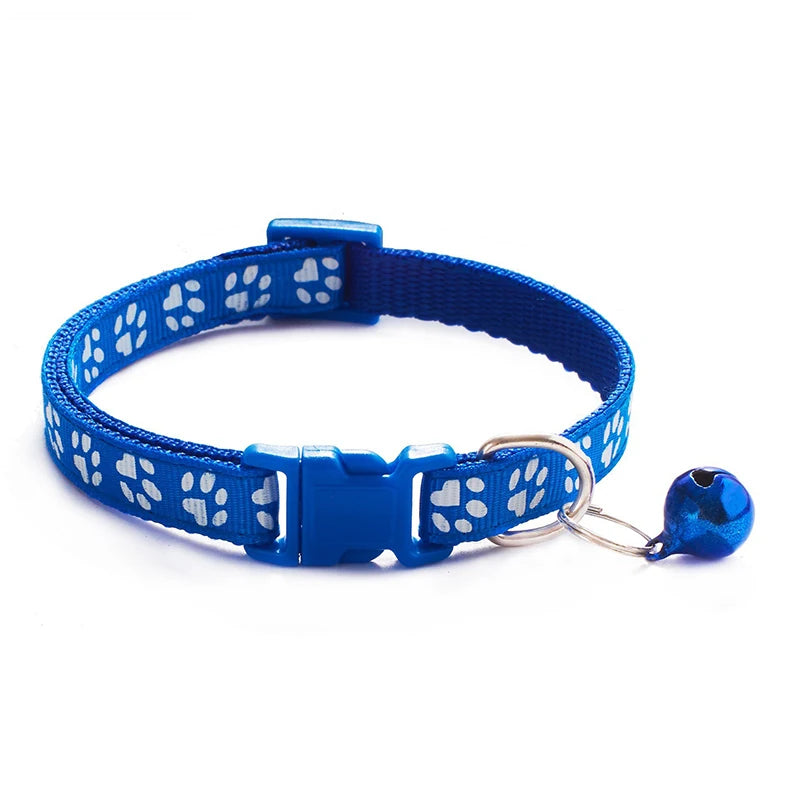 Cat & Dog Bell Paw Print Collar
