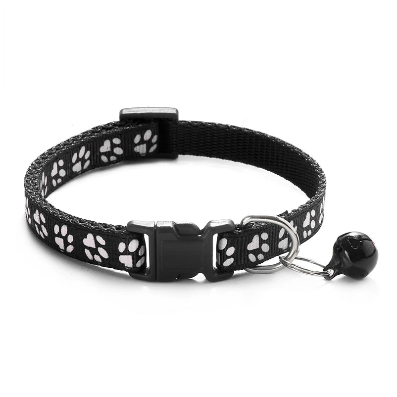 Cat & Dog Bell Paw Print Collar