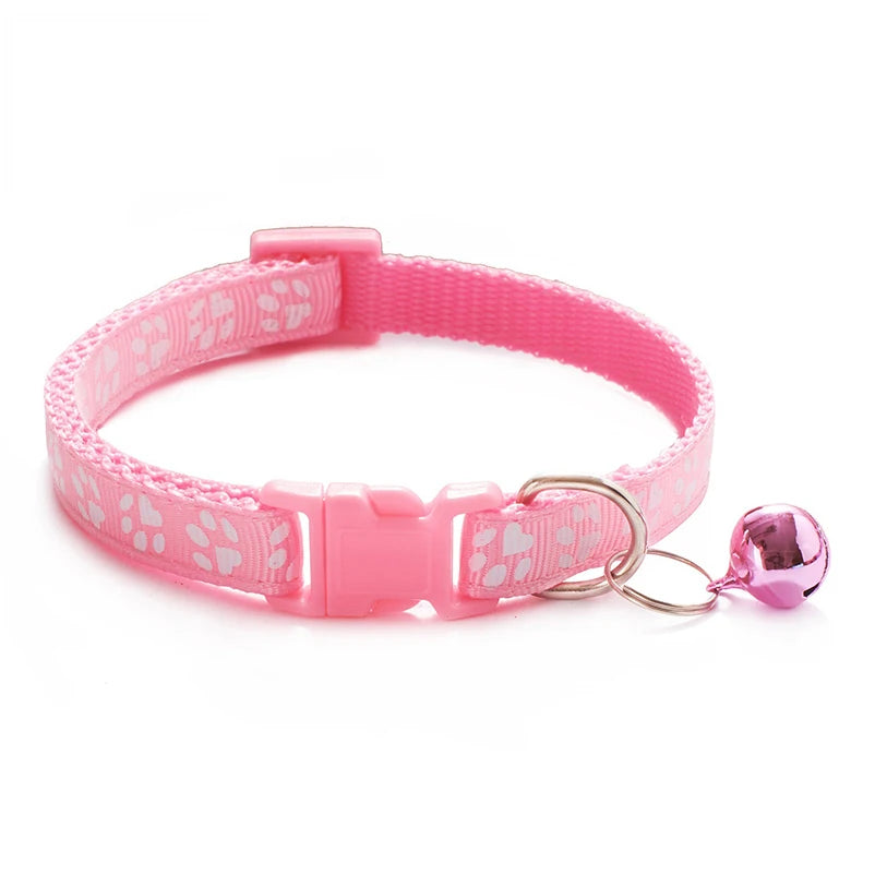 Cat & Dog Bell Paw Print Collar