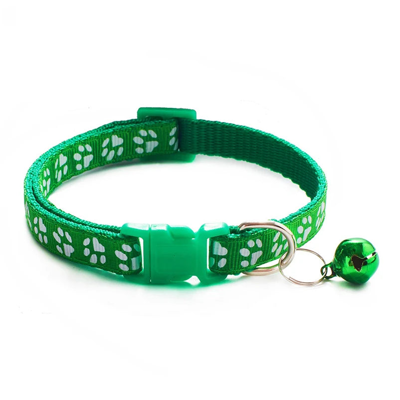 Cat & Dog Bell Paw Print Collar