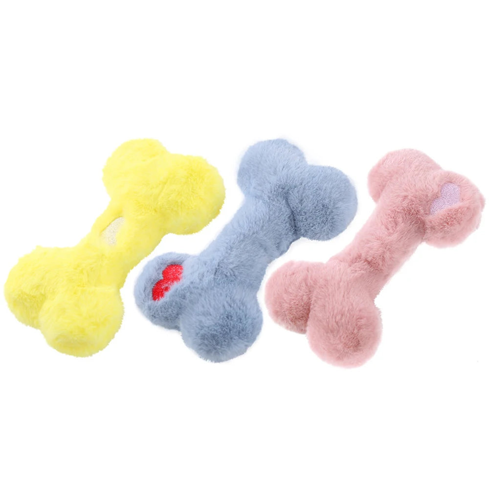 Interactive Plushy Heart & Bone Shaped Dog Toy