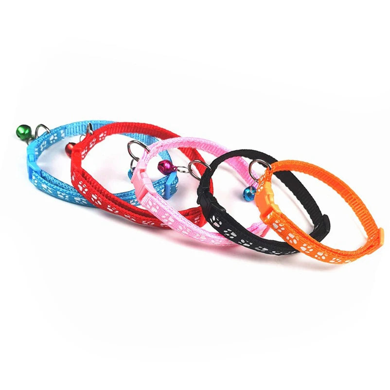 Cat & Dog Bell Paw Print Collar