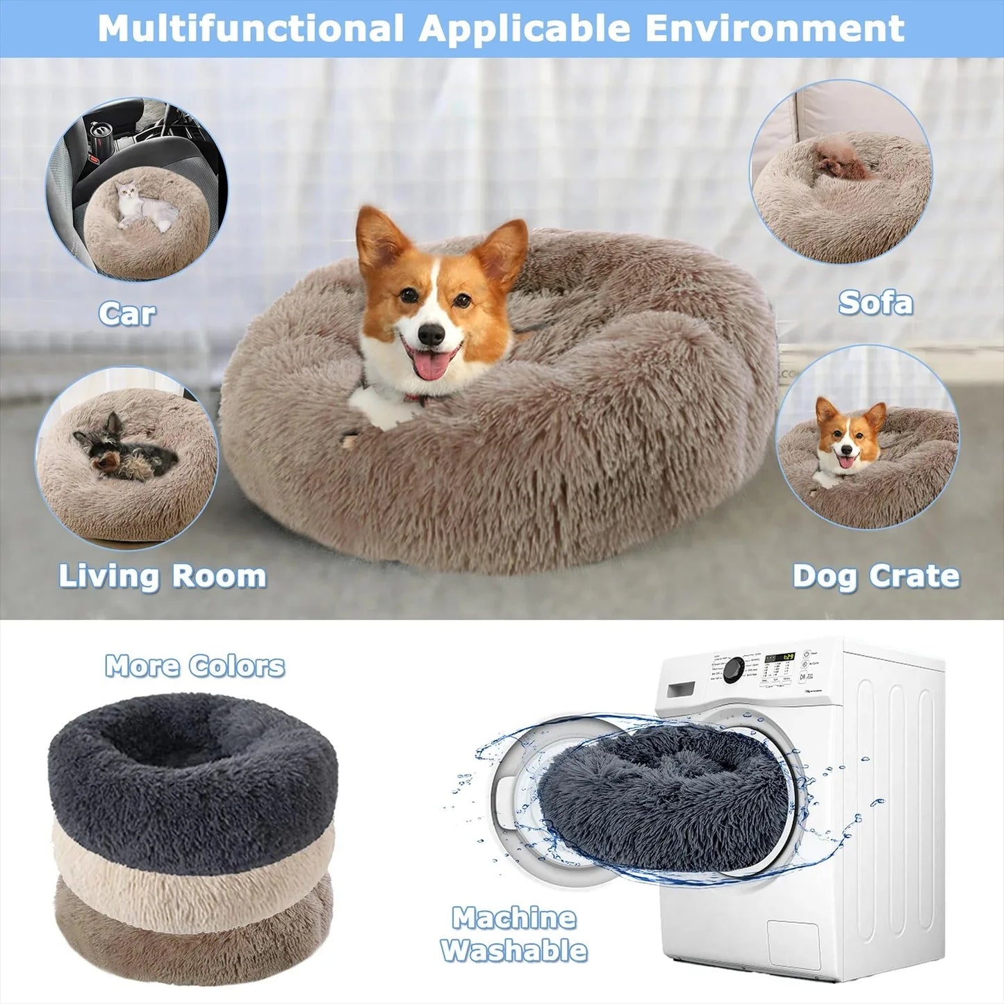 Round Warm Dog Bed Washable