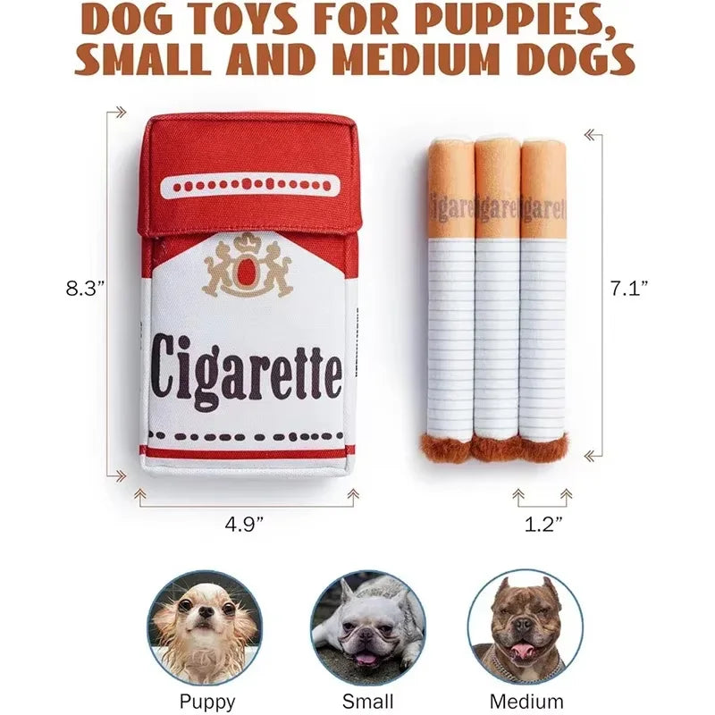 Funny Plush Cigarette Dog Toy – Single or Full Pack Kit