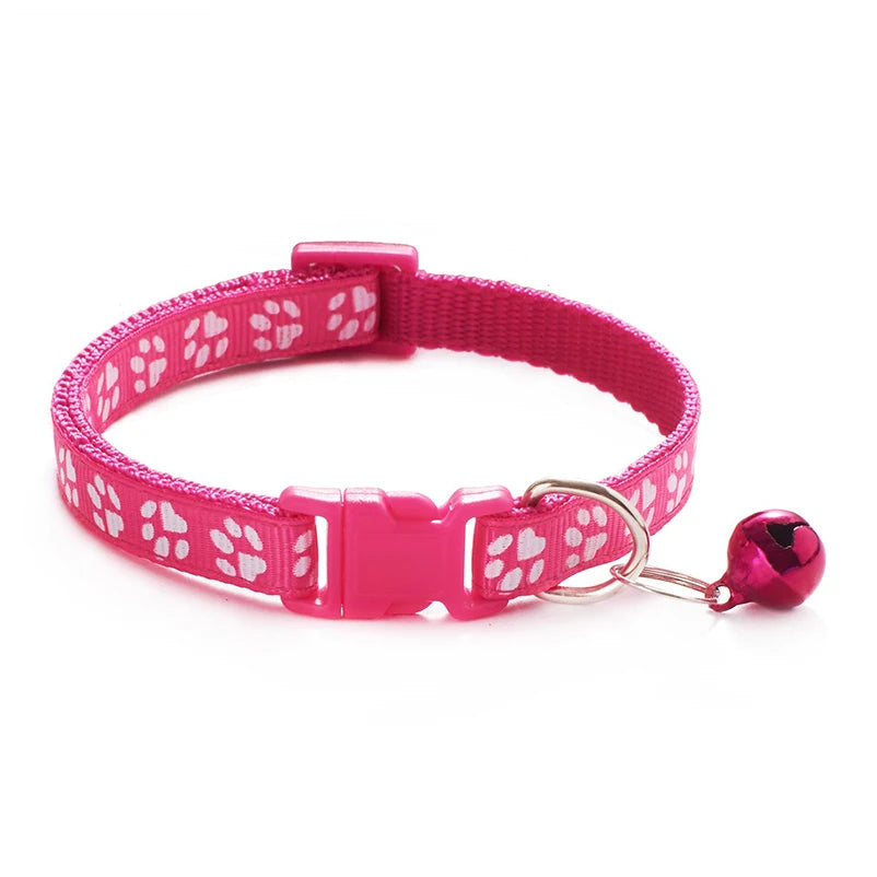 Cat & Dog Bell Paw Print Collar