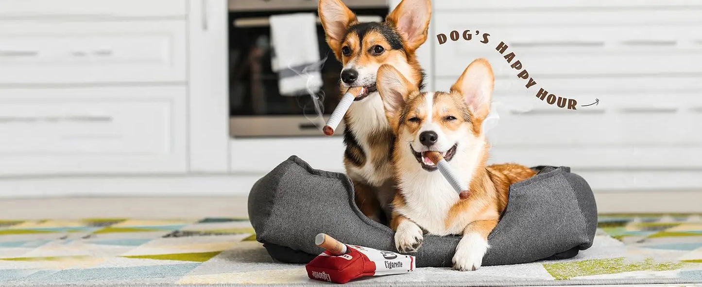 Funny Plush Cigarette Dog Toy – Single or Full Pack Kit