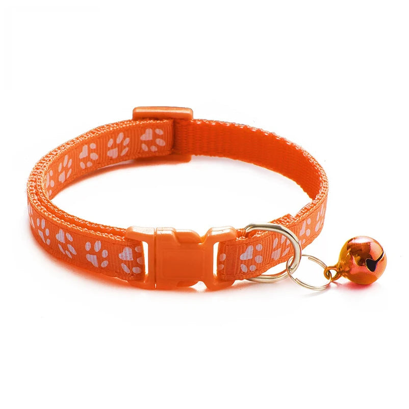 Cat & Dog Bell Paw Print Collar
