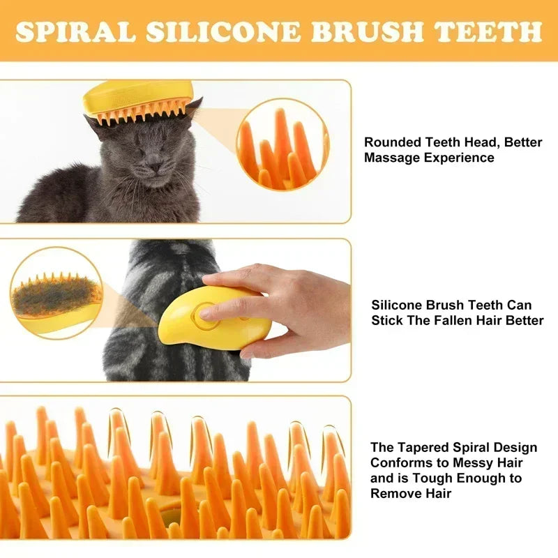 3 in 1 Electric Massage Spray Cat Hair Removal Brush