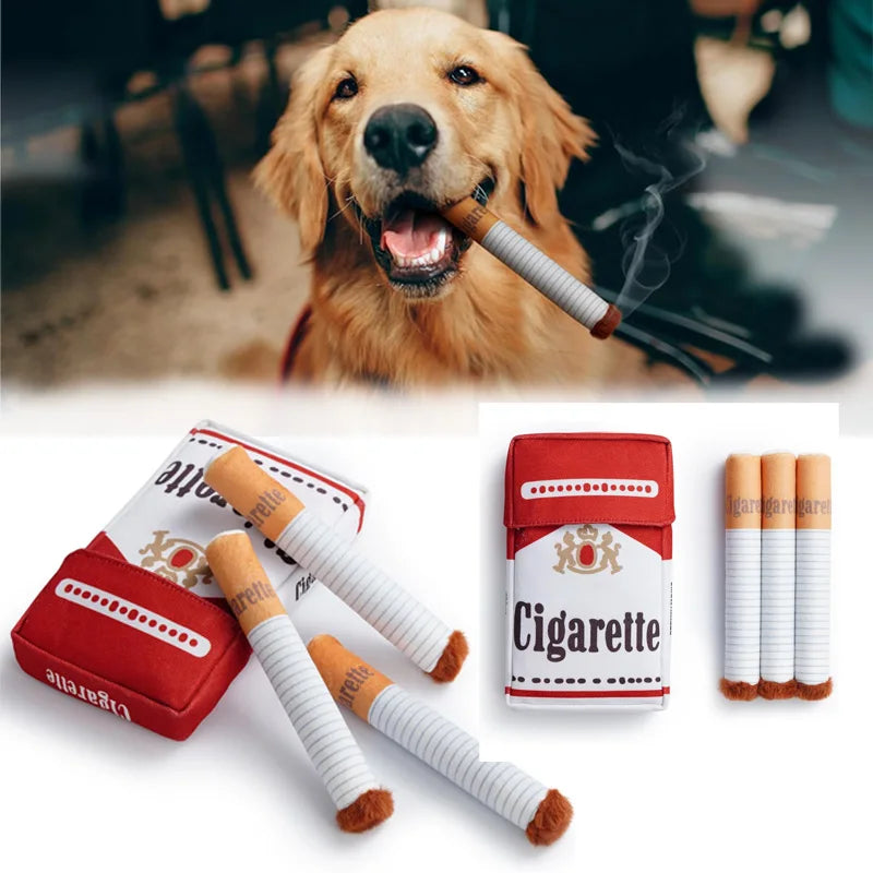 Funny Plush Cigarette Dog Toy – Single or Full Pack Kit