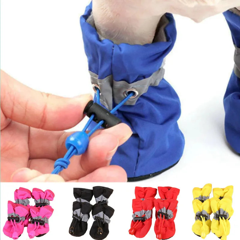 4pcs/set Waterproof Pet Dog Shoes Pet Booties Paw Accessories