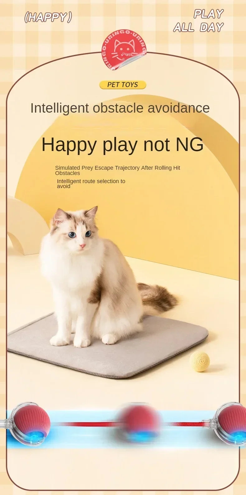 Interactive Automatic Rolling Cat Toy Ball