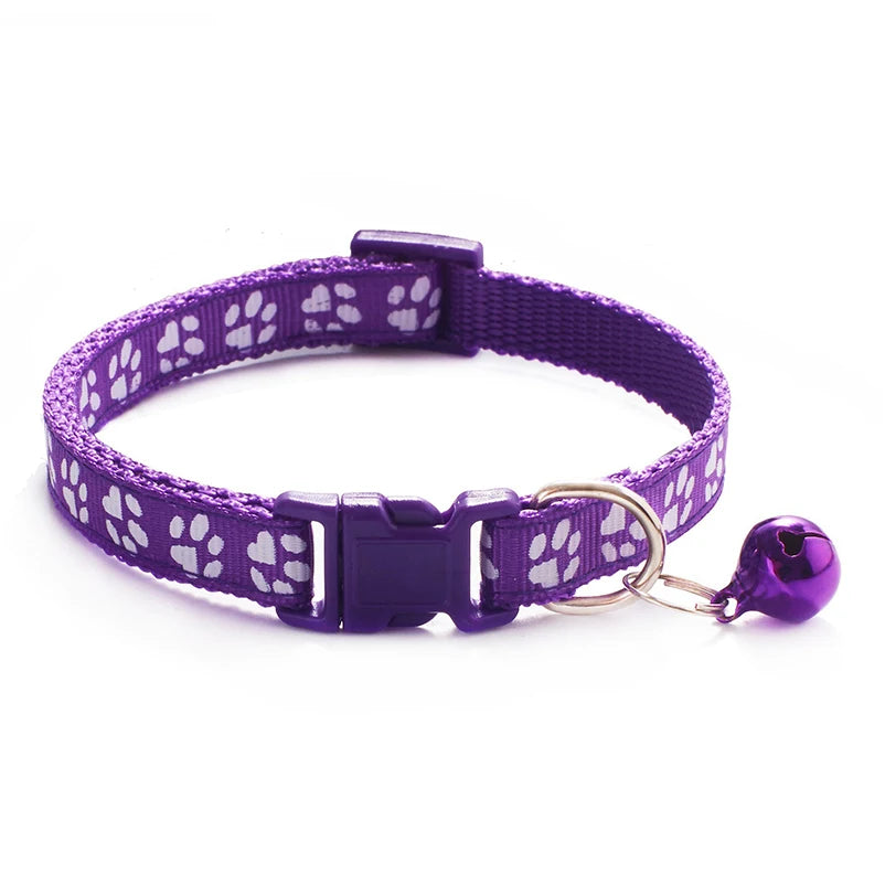 Cat & Dog Bell Paw Print Collar