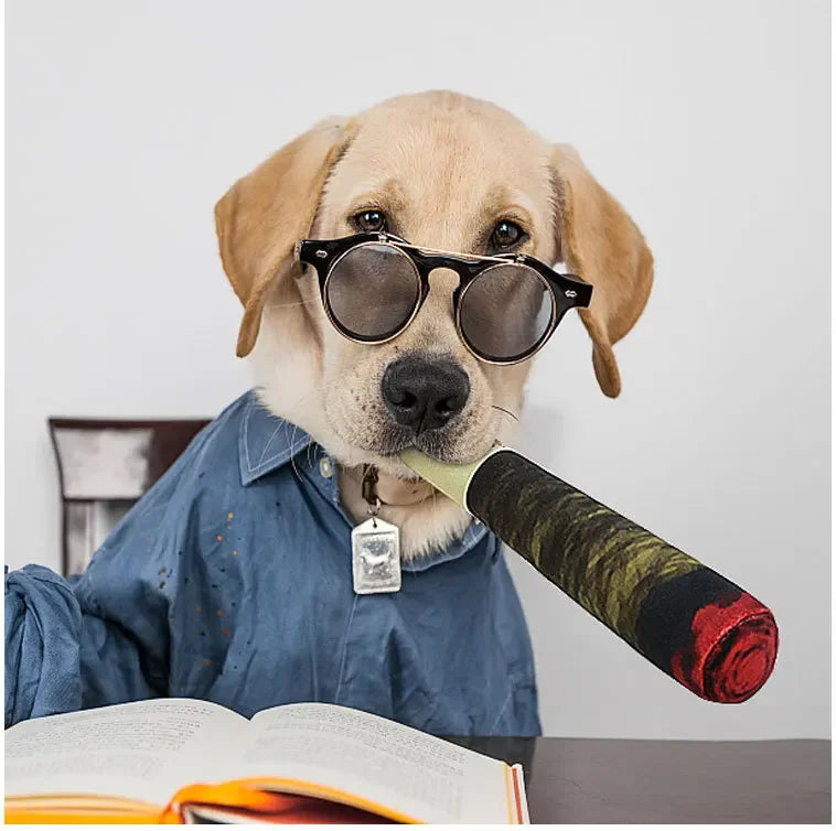 Interactive Squeaky Dog Toy – Cigar-Shaped Plush Chew Toy