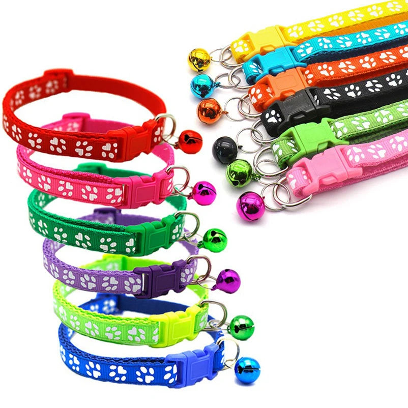 Cat & Dog Bell Paw Print Collar