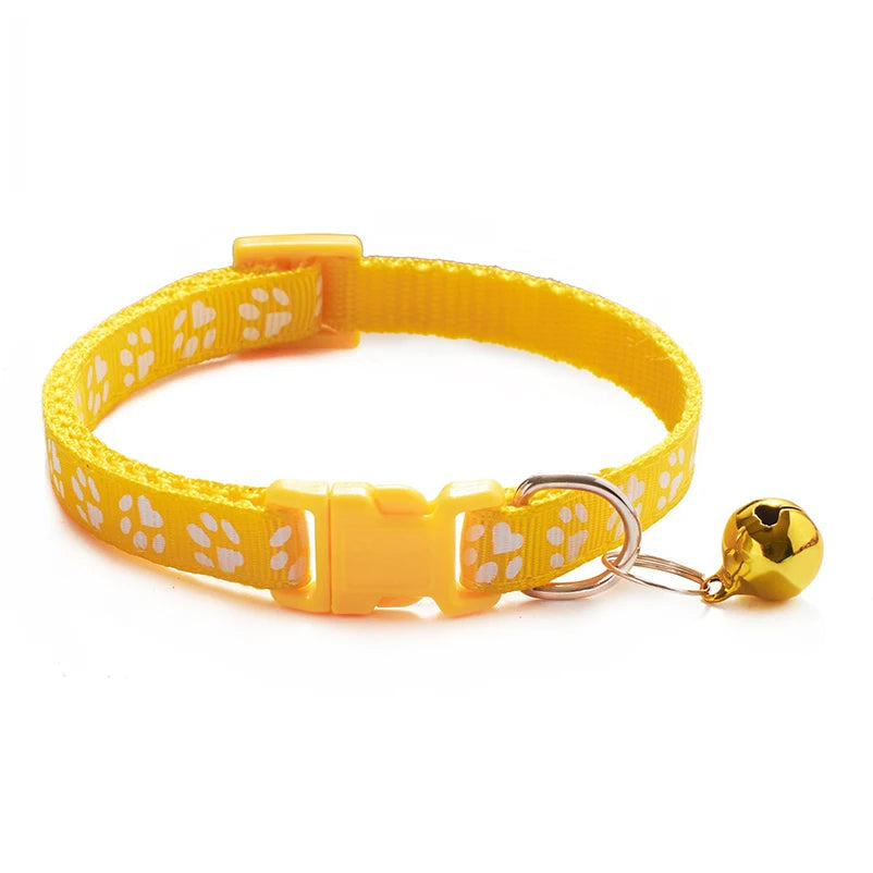 Cat & Dog Bell Paw Print Collar