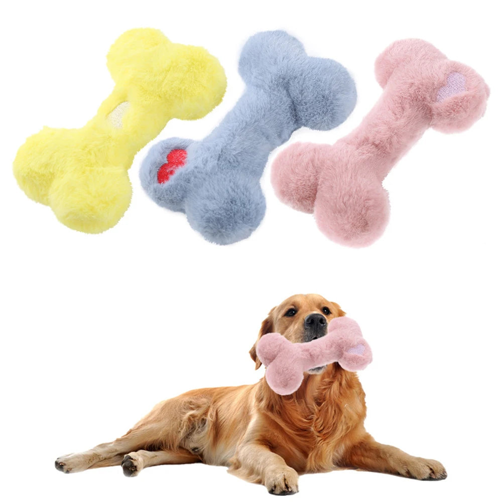 Interactive Plushy Heart & Bone Shaped Dog Toy