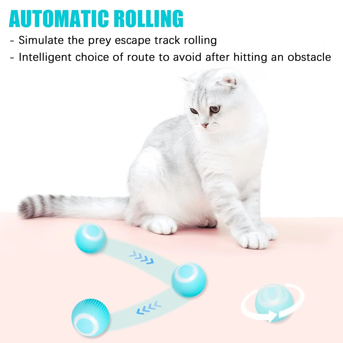 Interactive Cat Toys Ball, Automatic 360° Self-Rotating Rolling Ball