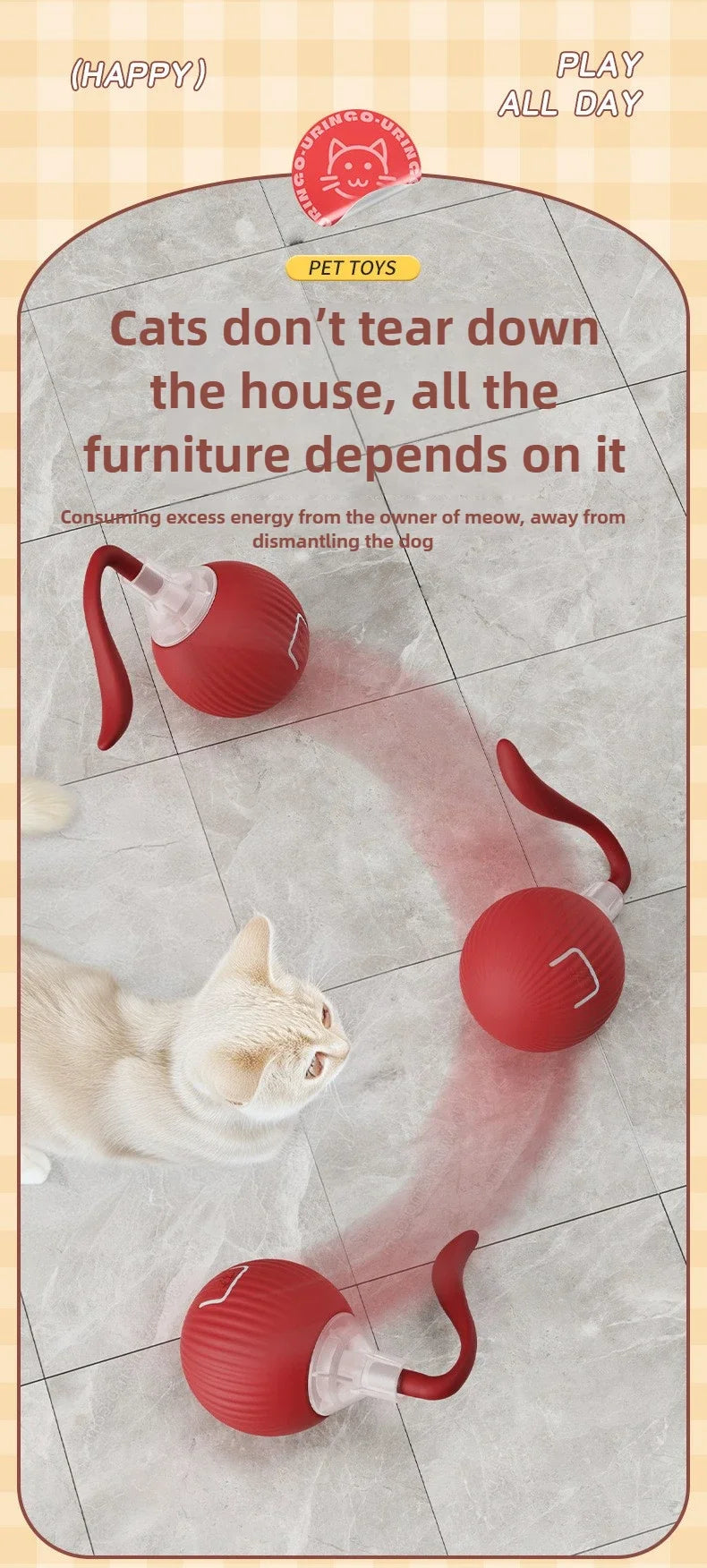 Interactive Automatic Rolling Cat Toy Ball