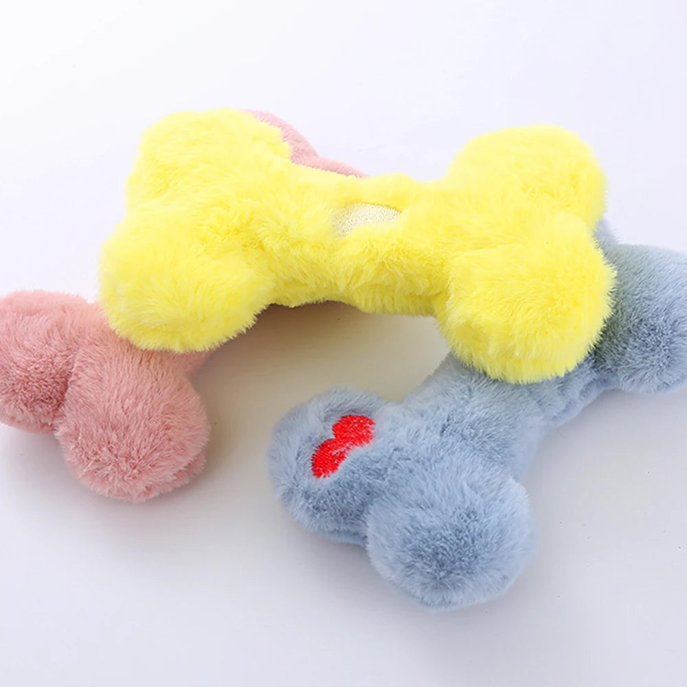 Interactive Plushy Heart & Bone Shaped Dog Toy