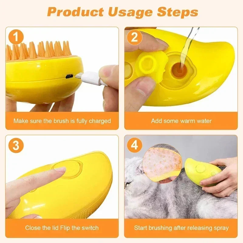 3 in 1 Electric Massage Spray Cat Hair Removal Brush