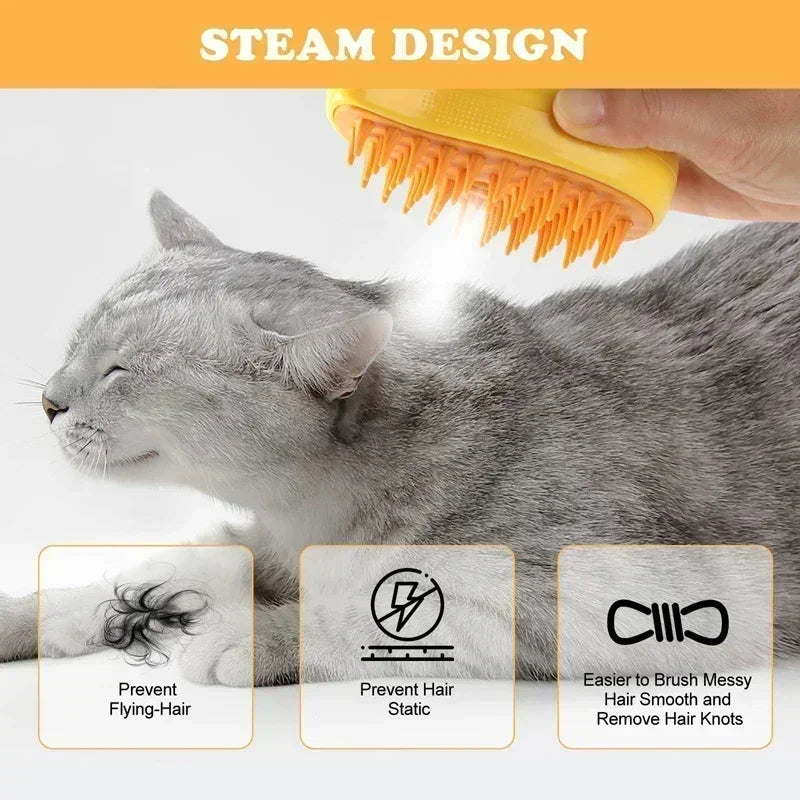 3 in 1 Electric Massage Spray Cat Hair Removal Brush