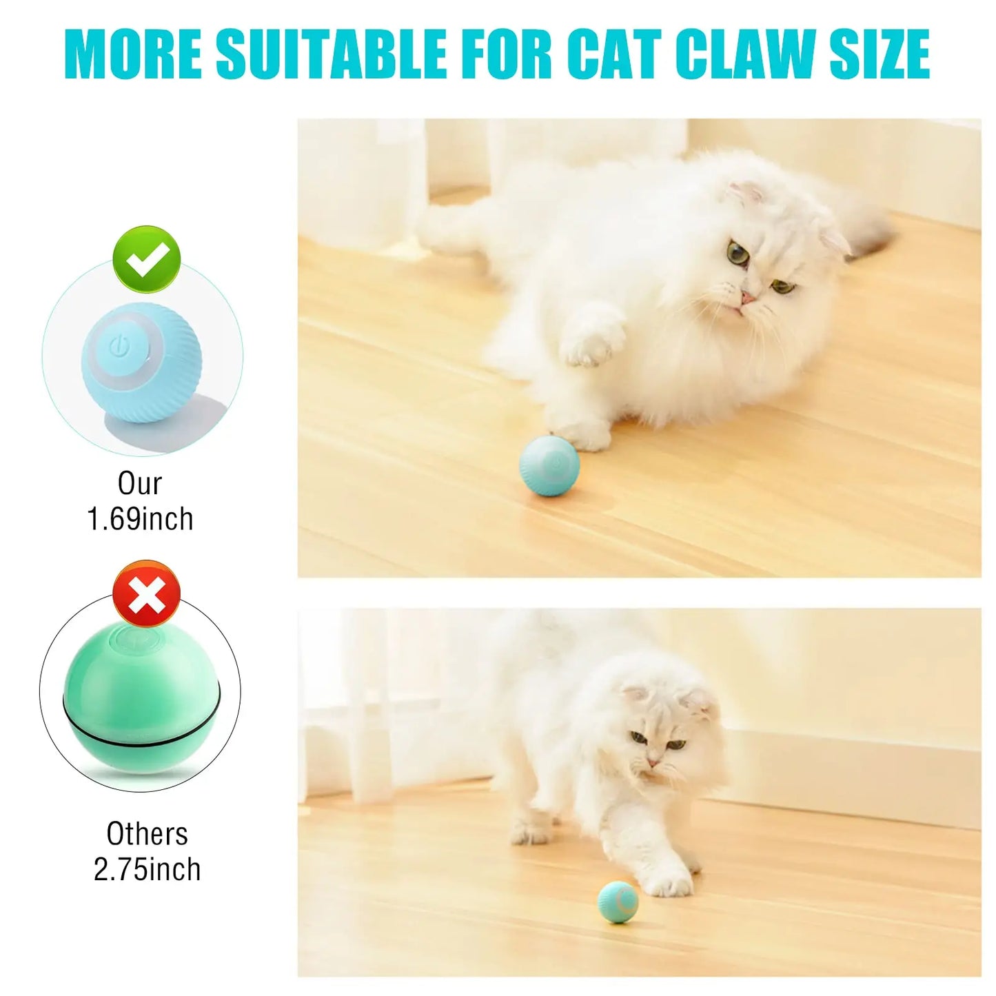 Interactive Cat Toys Ball, Automatic 360° Self-Rotating Rolling Ball