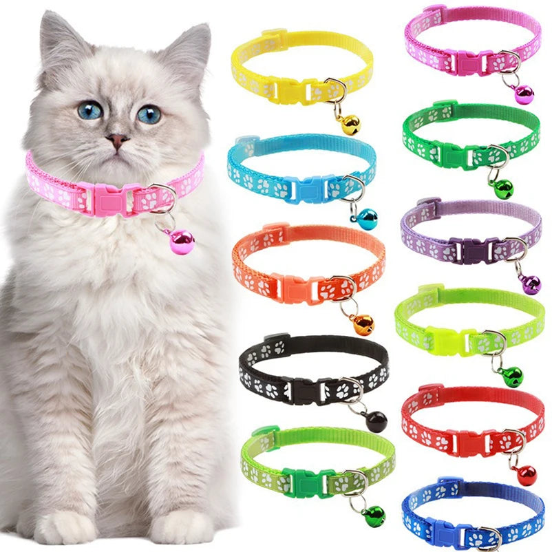 Cat & Dog Bell Paw Print Collar