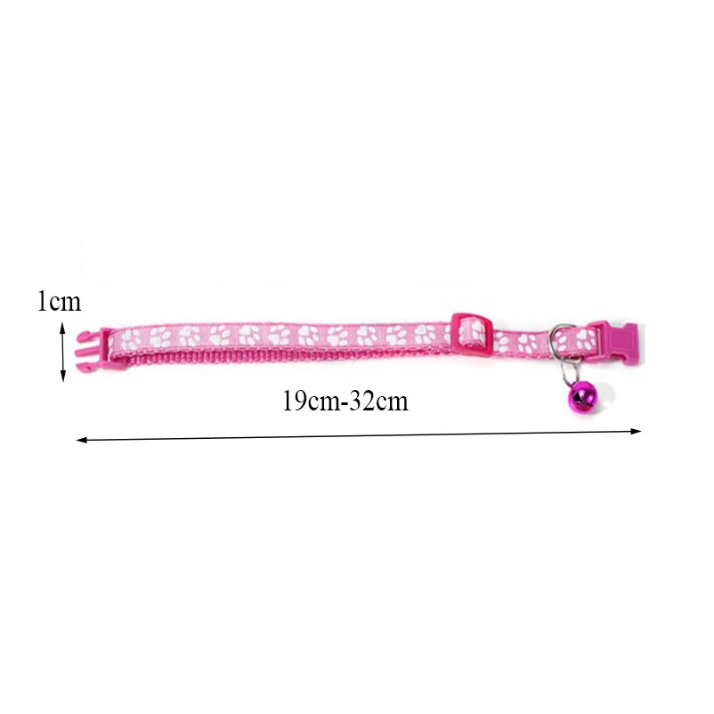 Cat & Dog Bell Paw Print Collar