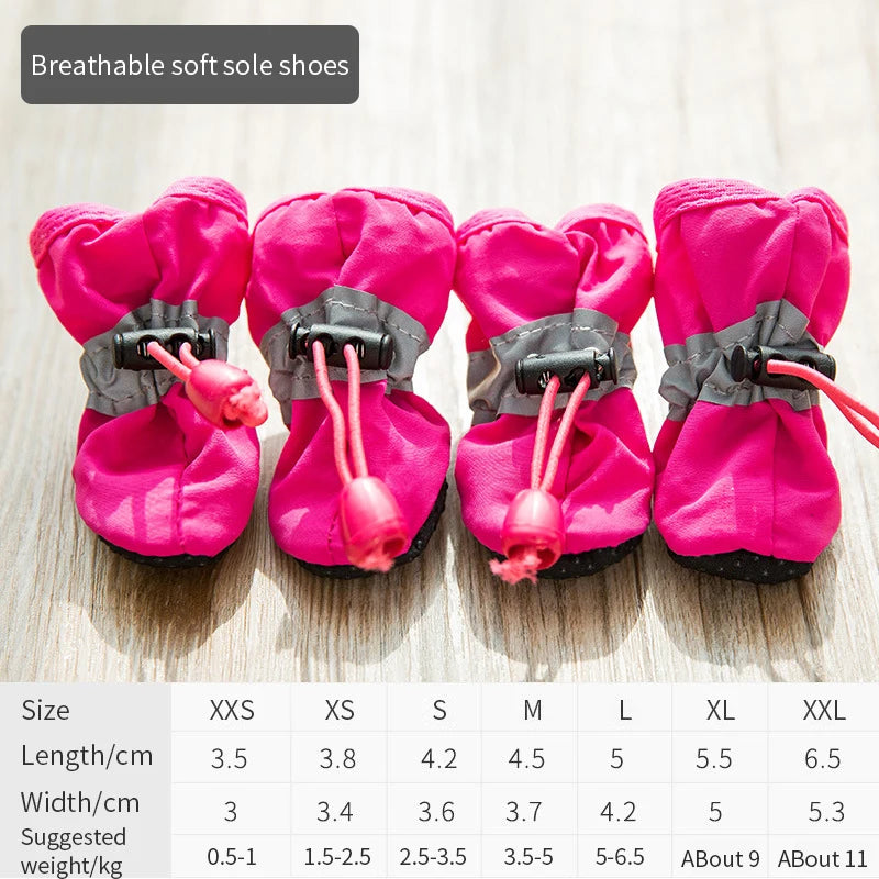 4pcs/set Waterproof Pet Dog Shoes Pet Booties Paw Accessories
