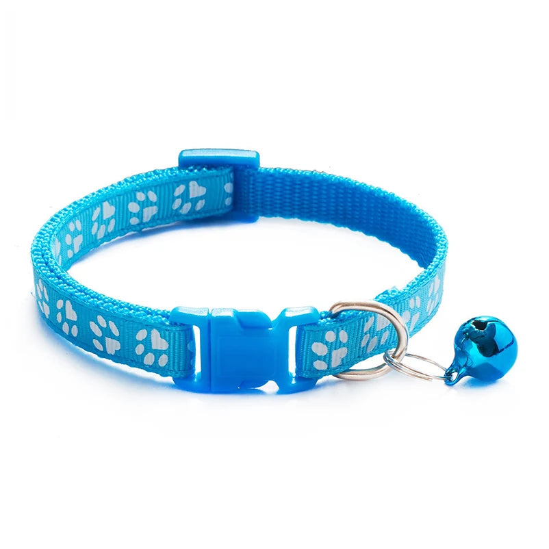 Cat & Dog Bell Paw Print Collar